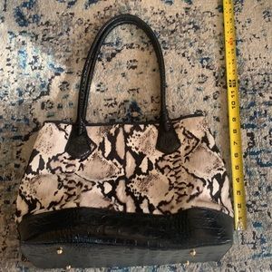 BRAHMIN calf hair and leather shoulder bag